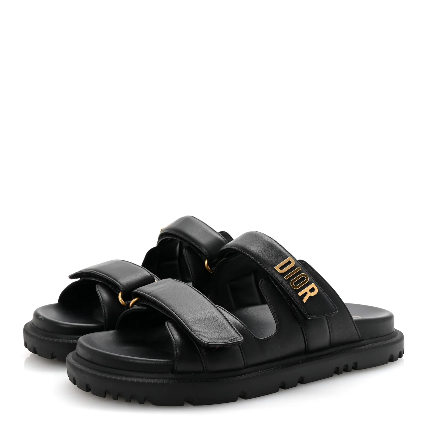 Lambskin Dioract 10mm Slide Sandals 39.5 Black