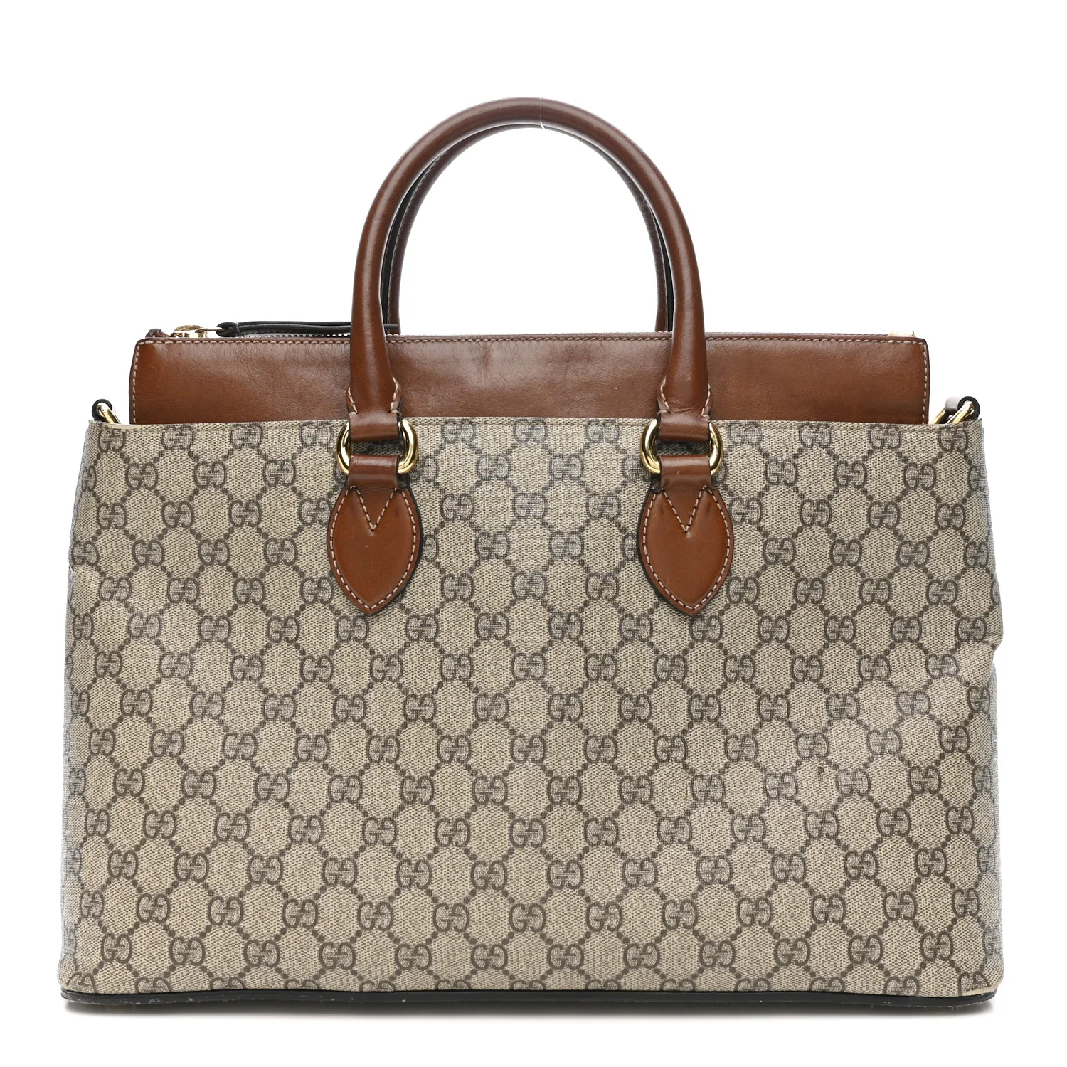 GG Supreme Monogram Small Zip Top Tote Beige Tuscany