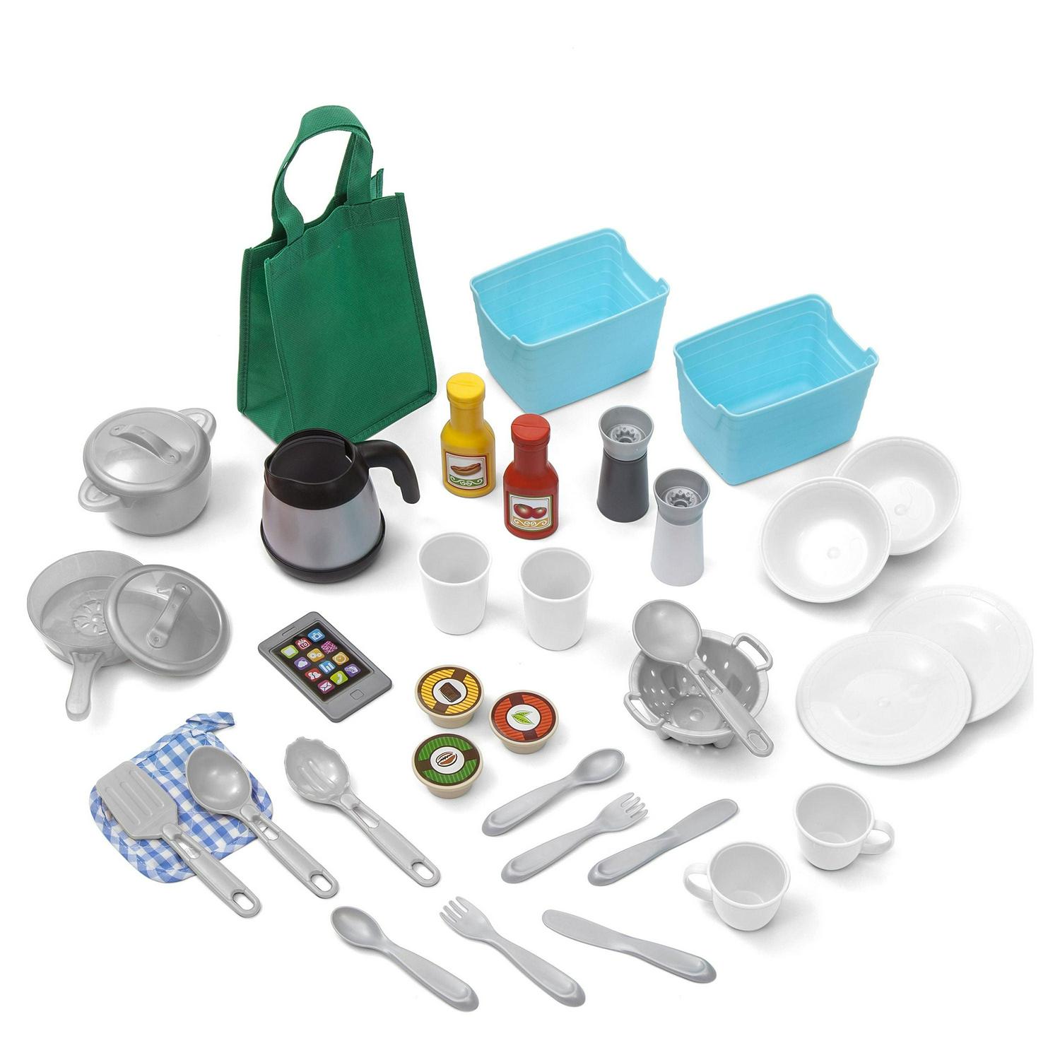 Step2 Great Gourmet Soft Pink Plastic Toddler Kitchen with 35 Piece Kitchen Playset