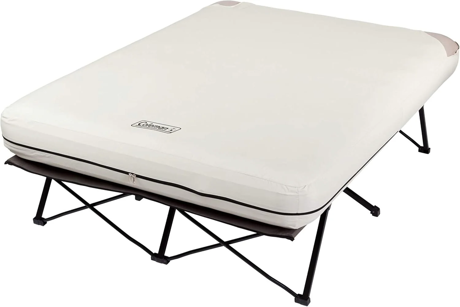 Camping bed, inflatable mattress and air pump set | Foldable camping bed and inflatable bed, equipped with side table and battery-powered air pump