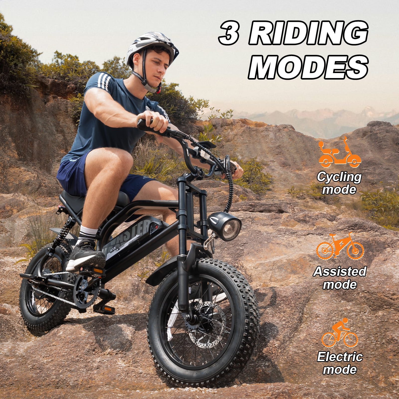 Electric Bike,16" Fat Tire Ebike,500W Motor,48V 12Ah Removable Battery,4x Suspension,38 Miles Pure Electric,55 Miles Pedal - Image 5