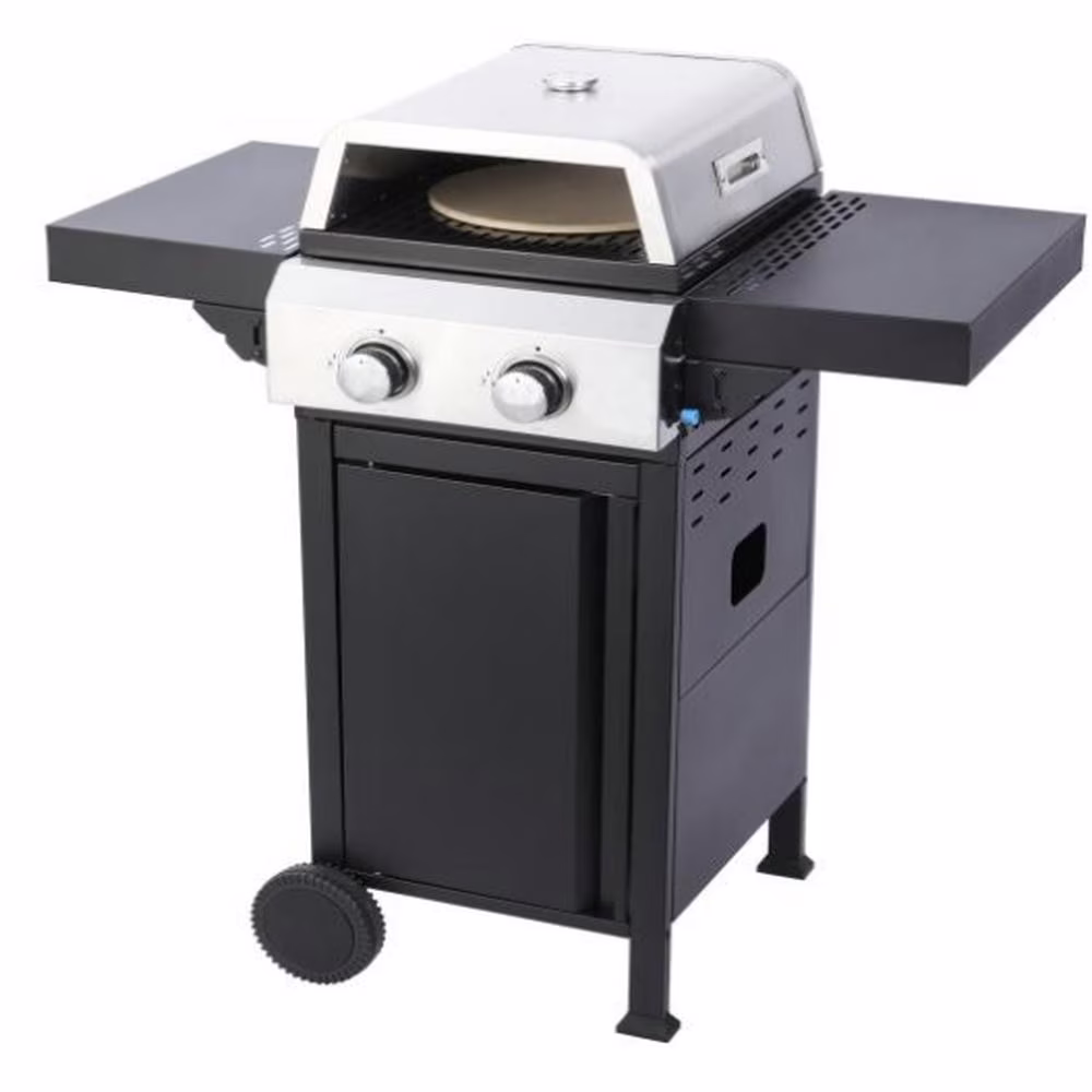 GVN Garden Grill, Patio Backyard Barbecue Grill,2-Burner Propane Gas BBQ Grill, Pizza Box, 24600BTU Output With Wire Enamel Cooking Grids