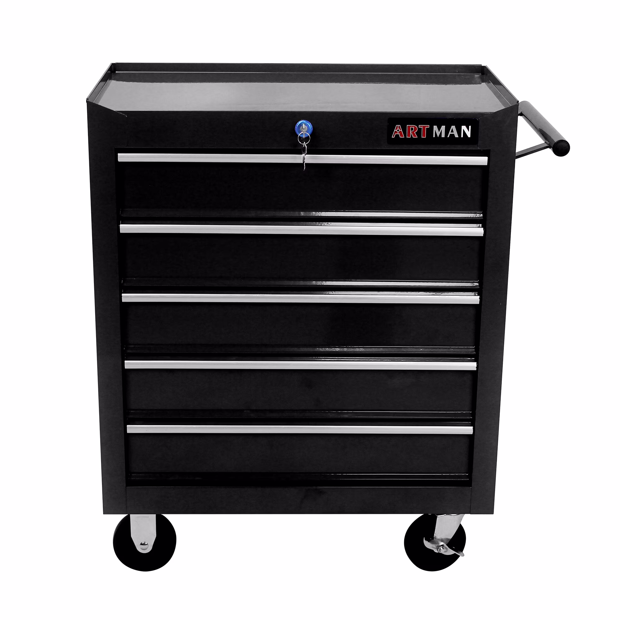 Witaxima 5-Drawer Tool Chest with Wheels & Lock, 24.25x12.99x29.33in Black Metal Tool Storage Cabinet for Garage Workshop, Heavy-Duty Rolling Tool Cart