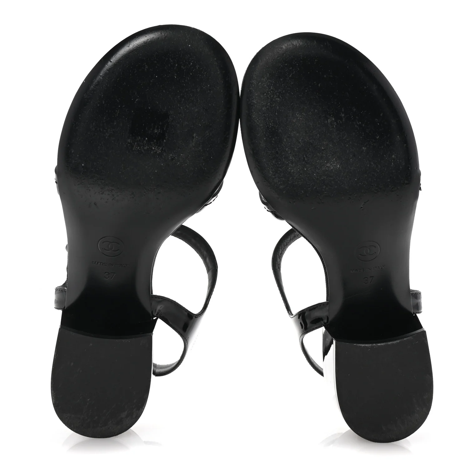 Patent CC Logo Thong Sandals 37 Black