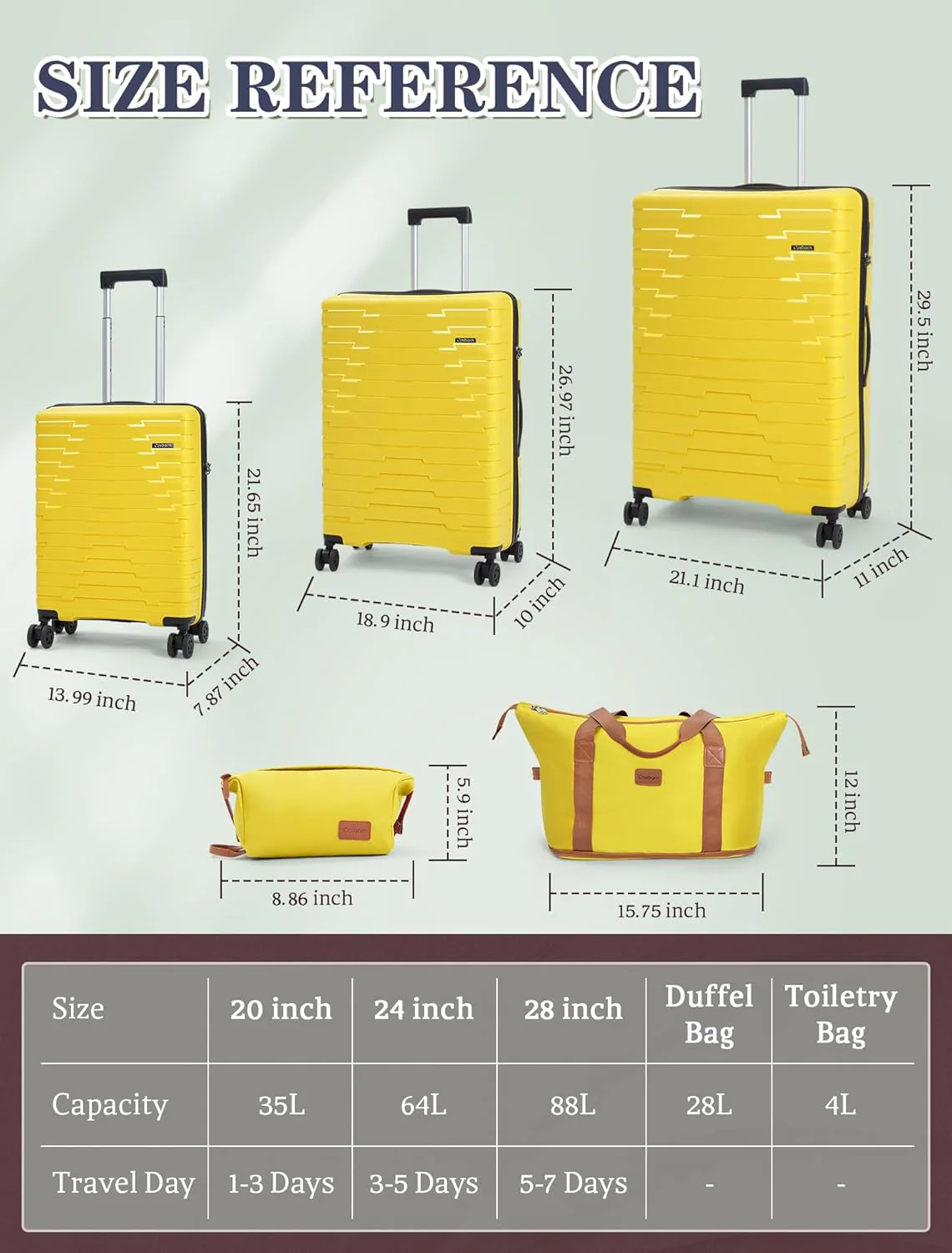 Ensemble de 5 valises à roulettes, valise rigide en ABS avec roulettes multidirectionnelles