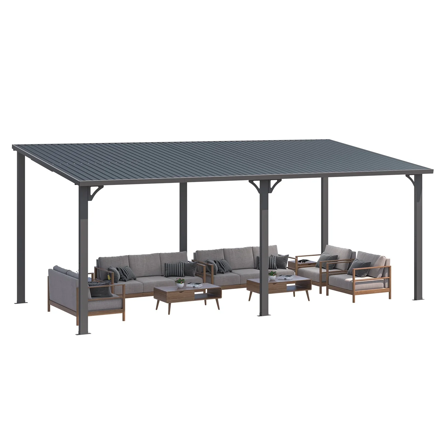 AECOJOY 20' x 10' Hardtop Gazebo Outdoor Pergola Lean to Metal Pergolas