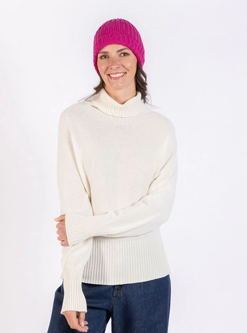 Bonnet femme en laine mérinos rose