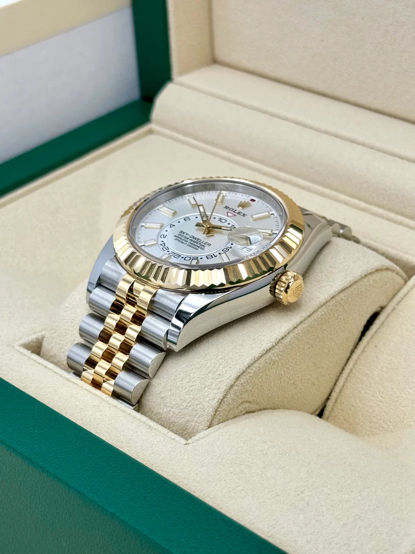[Super Clone]RLX  Sky-Dweller 42mm Two-Tone Yellow Gold White Dial Jubilee - 336933 - New 2025
