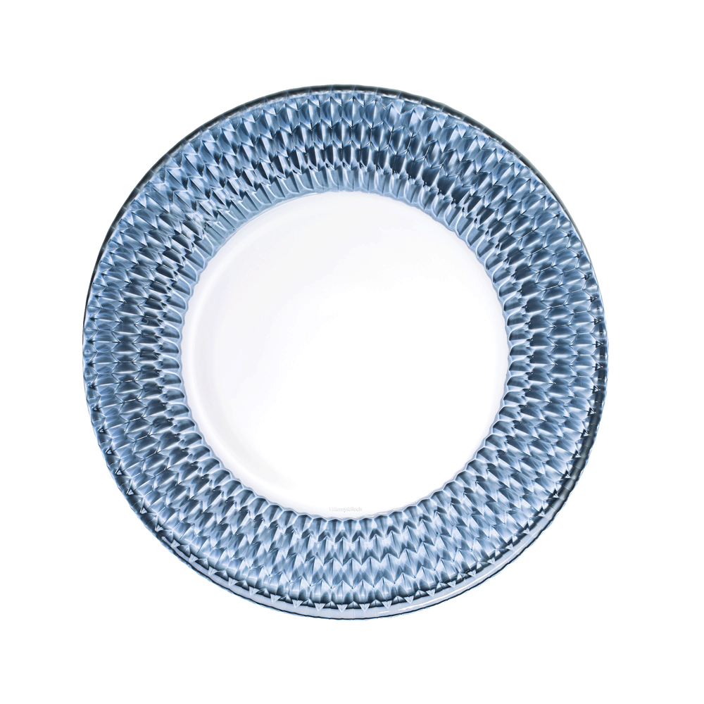 Boston Serving/ Under Plate - Blue, crystal glass
