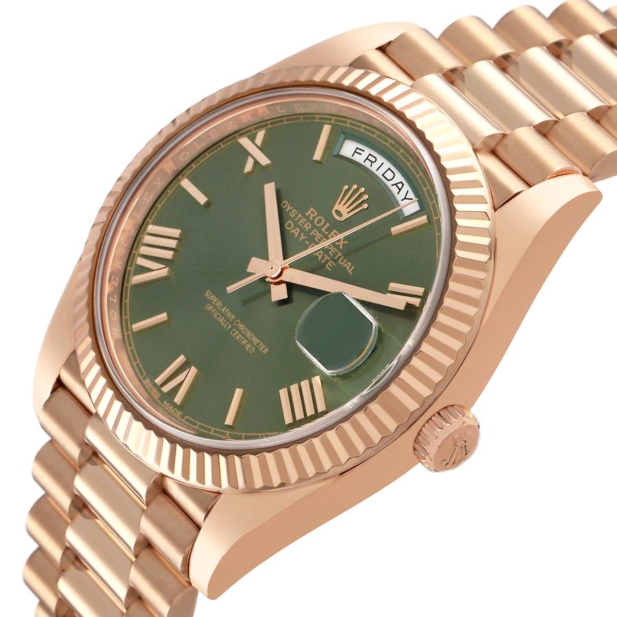 Replica Rolex Day-Date 40 President Rose Gold Green Dial Mens Watch Psp62326