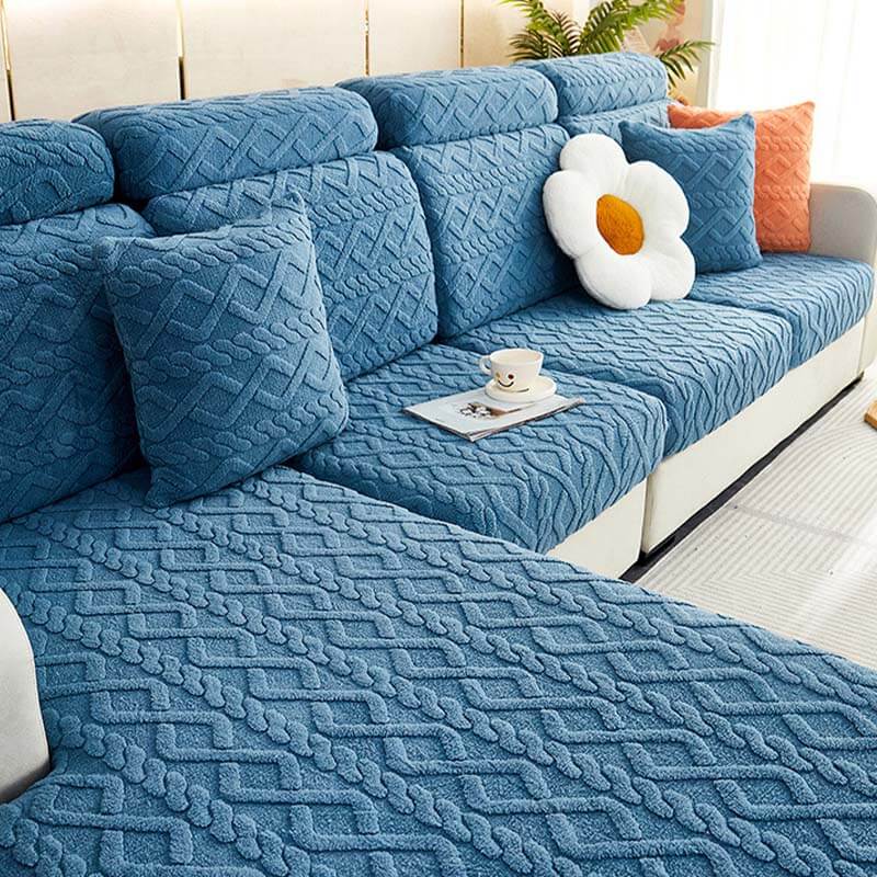 Full Wrap Soft Fleece Stretch Sectional Couch Cover