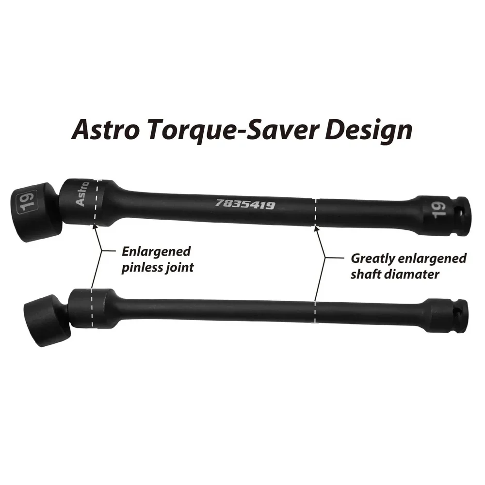 Astro Pneumatic 10pc 3/8 Drive 6Pt Pinless Universal Torque-Saver Impact Extension Socket Set - Metric