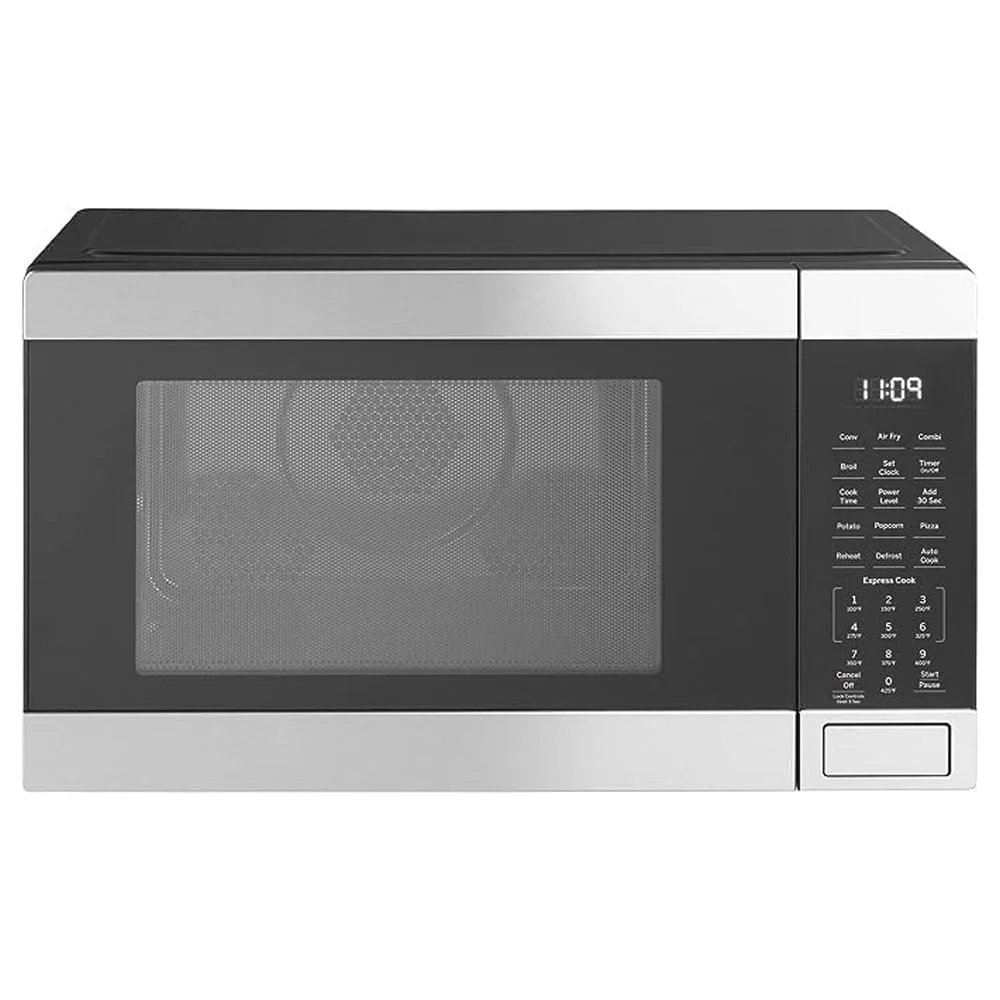 Open Box GE 3 - in - 1 Microwave Oven, 1, 050 Watts Air Fryer, Broiler and Convection Mode, Child - Lock Technology, Kitchen Essentials for the Countertop or Dorm Room, 1.0 Cu. Ft., Stainless Steel