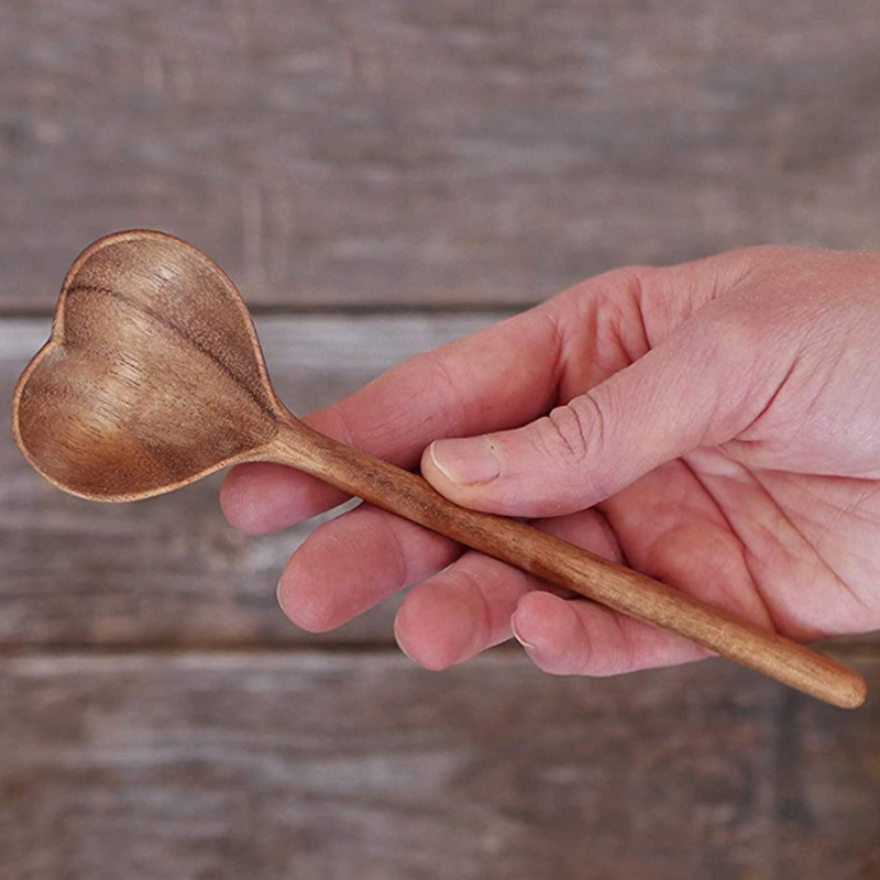 Factory Direct Spoons New Pattern Spoon Valentine's Day Gift Acacia Wood Heart-shaped Spoons