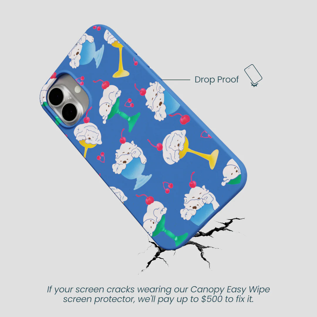 Electric Blue Vanilla Bear iPhone 16 Plus Case