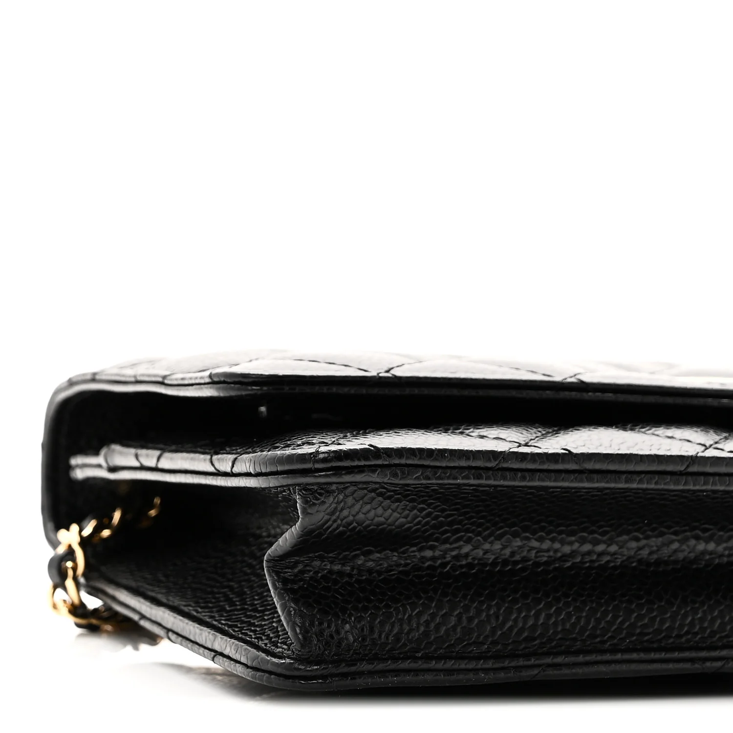 Caviar Quilted Wallet on Chain WOC Black