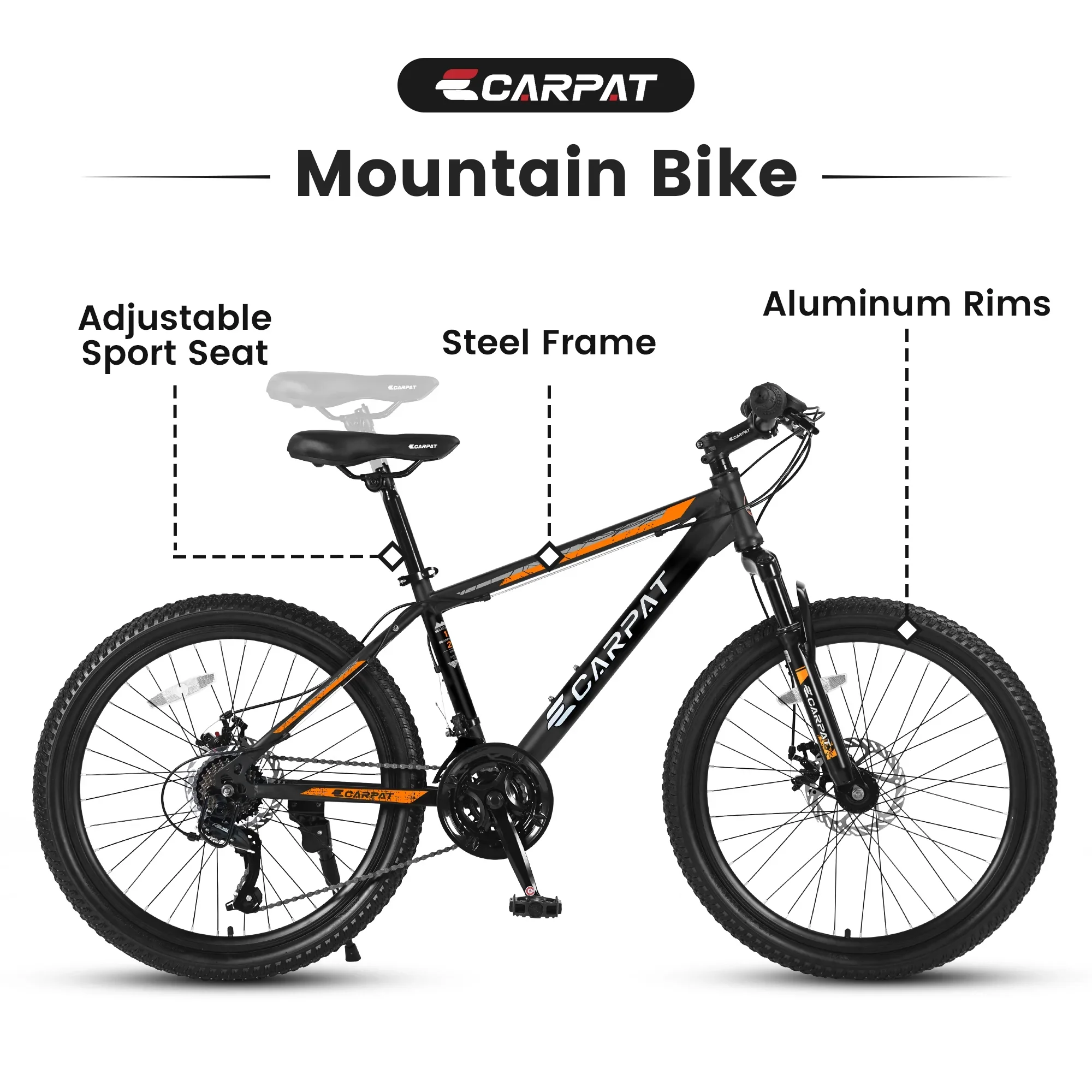 26 Mountain Bike for Adults & Teens - Shimano 21-Speed, Mechanical Disc Brakes & High-Carbon Steel Frame | Durable MTB for Trail, Forest, and City Riding