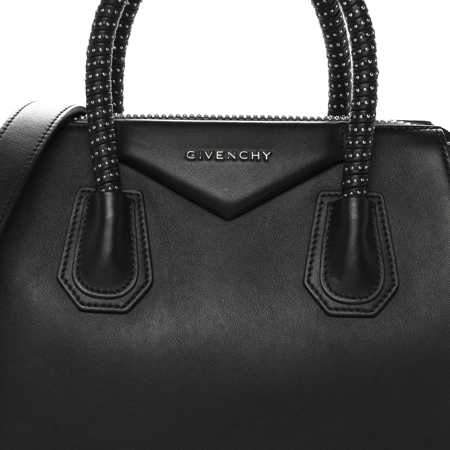 Calfskin Small Studded Antigona Black