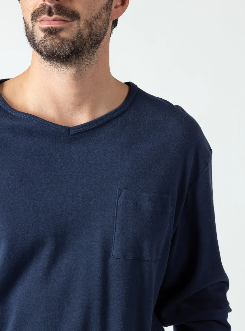 Pyjama homme en coton bleu marine