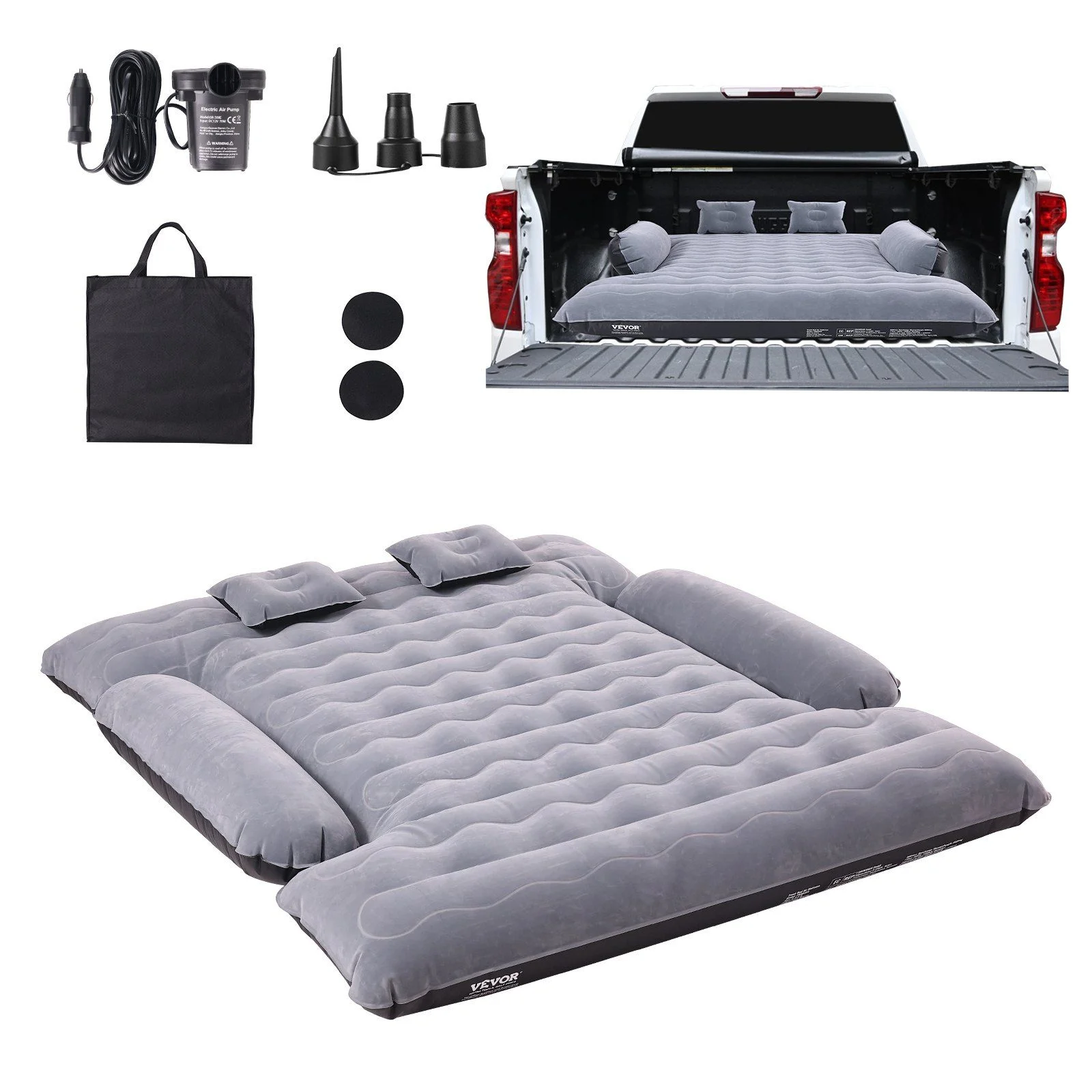 Truck Bed Air Mattress for 6-6.5 ft Beds, Inflatable Camping Mattress w/ 12V Pump, 2 Pillows Bag, Fits Ford F150/250/350, Chevy Silverado, Dodge Ram - Image 9