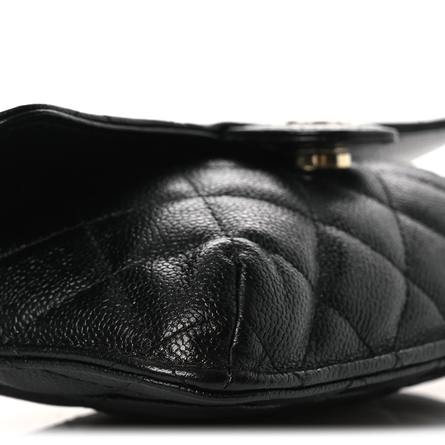 Caviar Fabric Foldable Tote Bag With Chain Black Multicolor