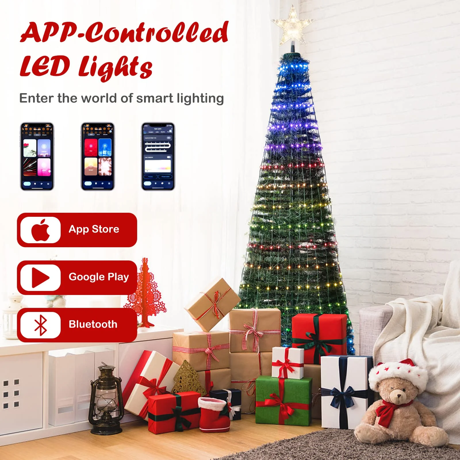 Tangkula 6.2FT Pop-Up  Christmas Tree with 282 LED Lights