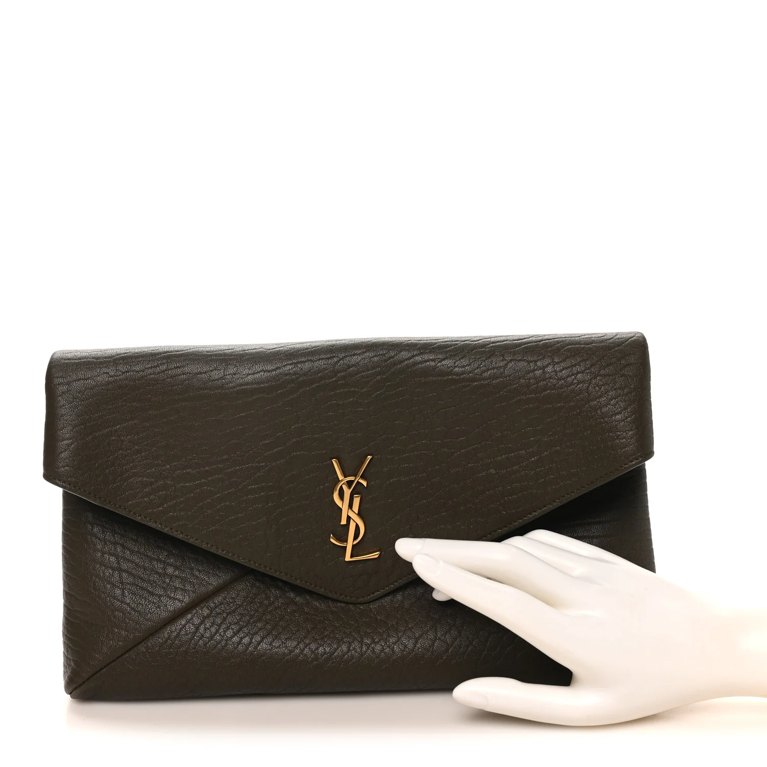 Grained Lambskin Large Cassandre Envelope Pouch Light Musk