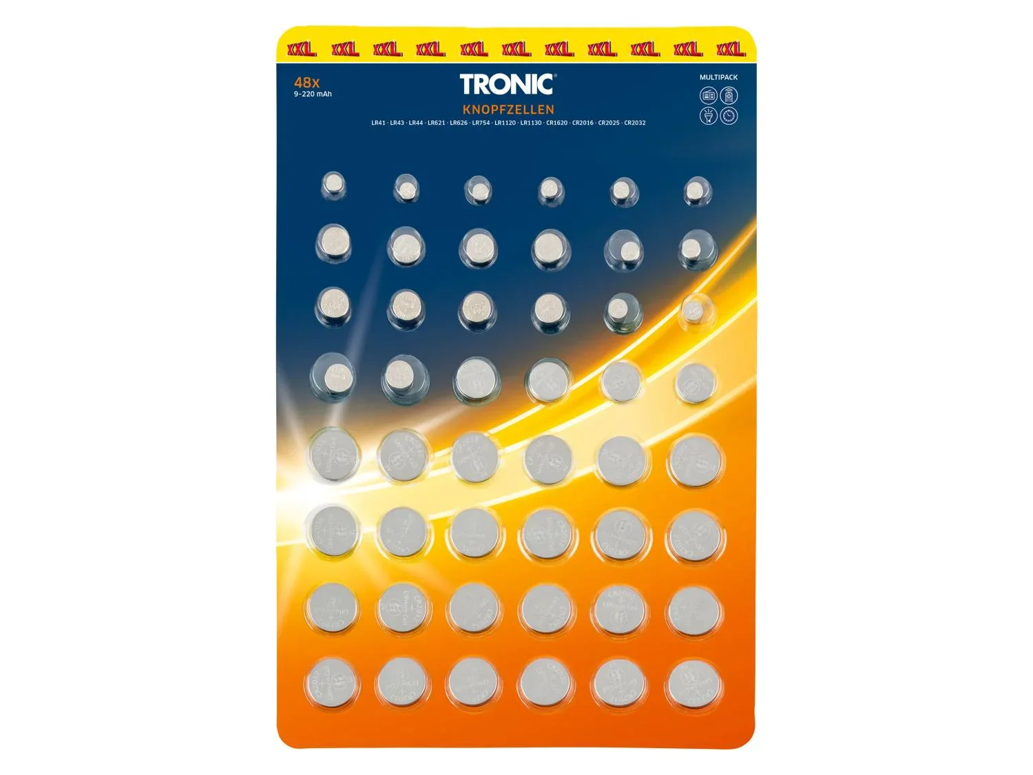 TRONIC Lot de 48 piles bouton