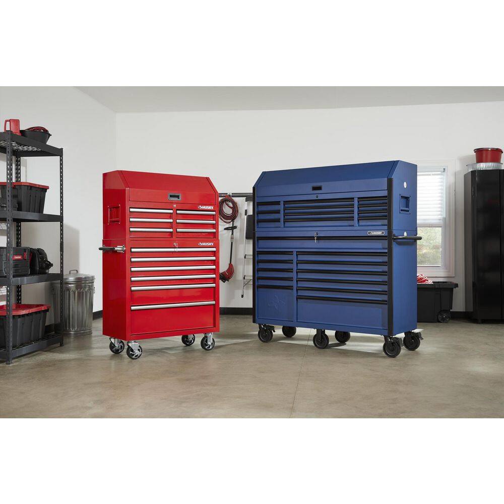 Ensemble coffre à outils roulant robuste à 23 tiroirs et armoire à outils supérieure, 2025, 142 cm L x 56 cm P, bleu mat