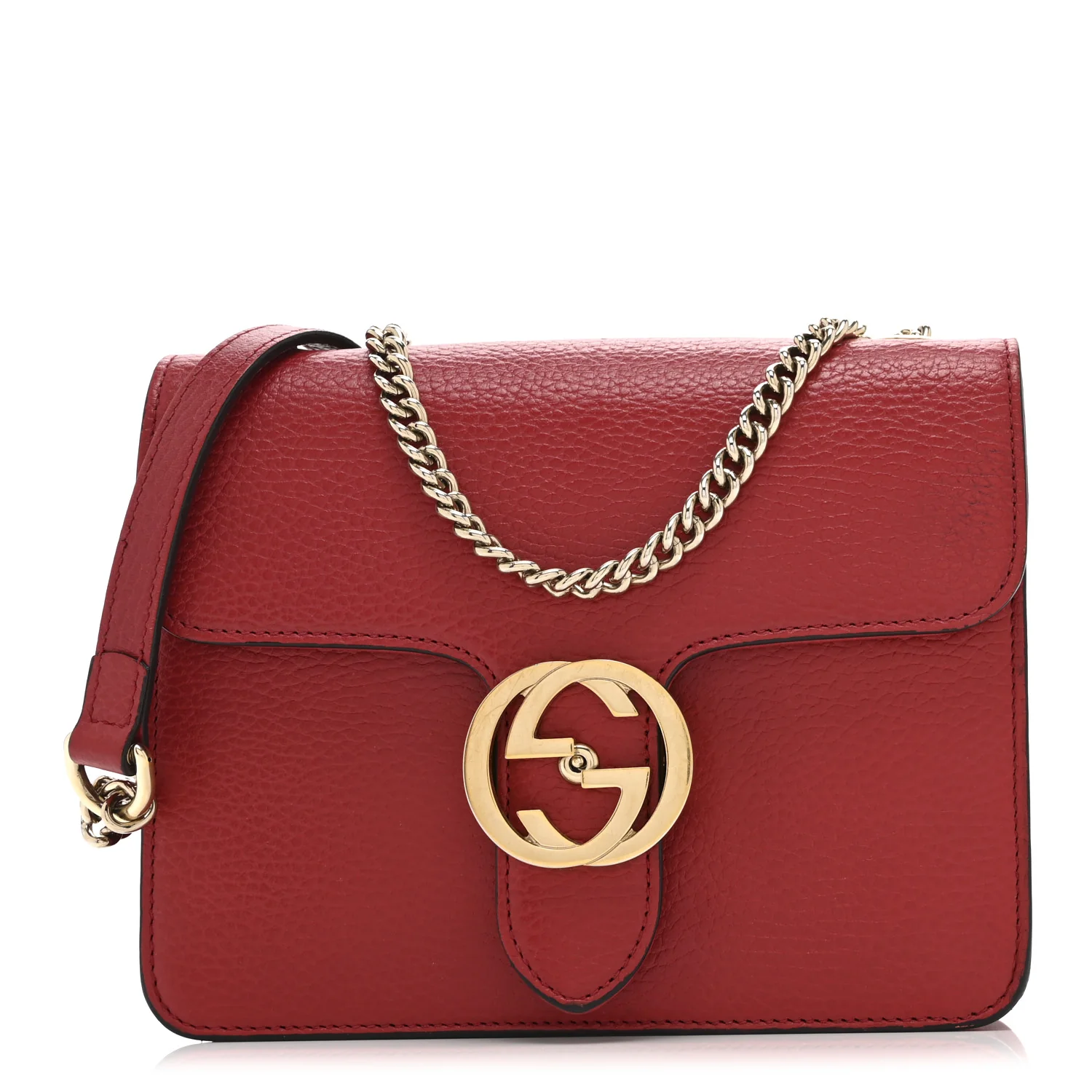 Dollar Calfskin Small Interlocking G Shoulder Bag Red