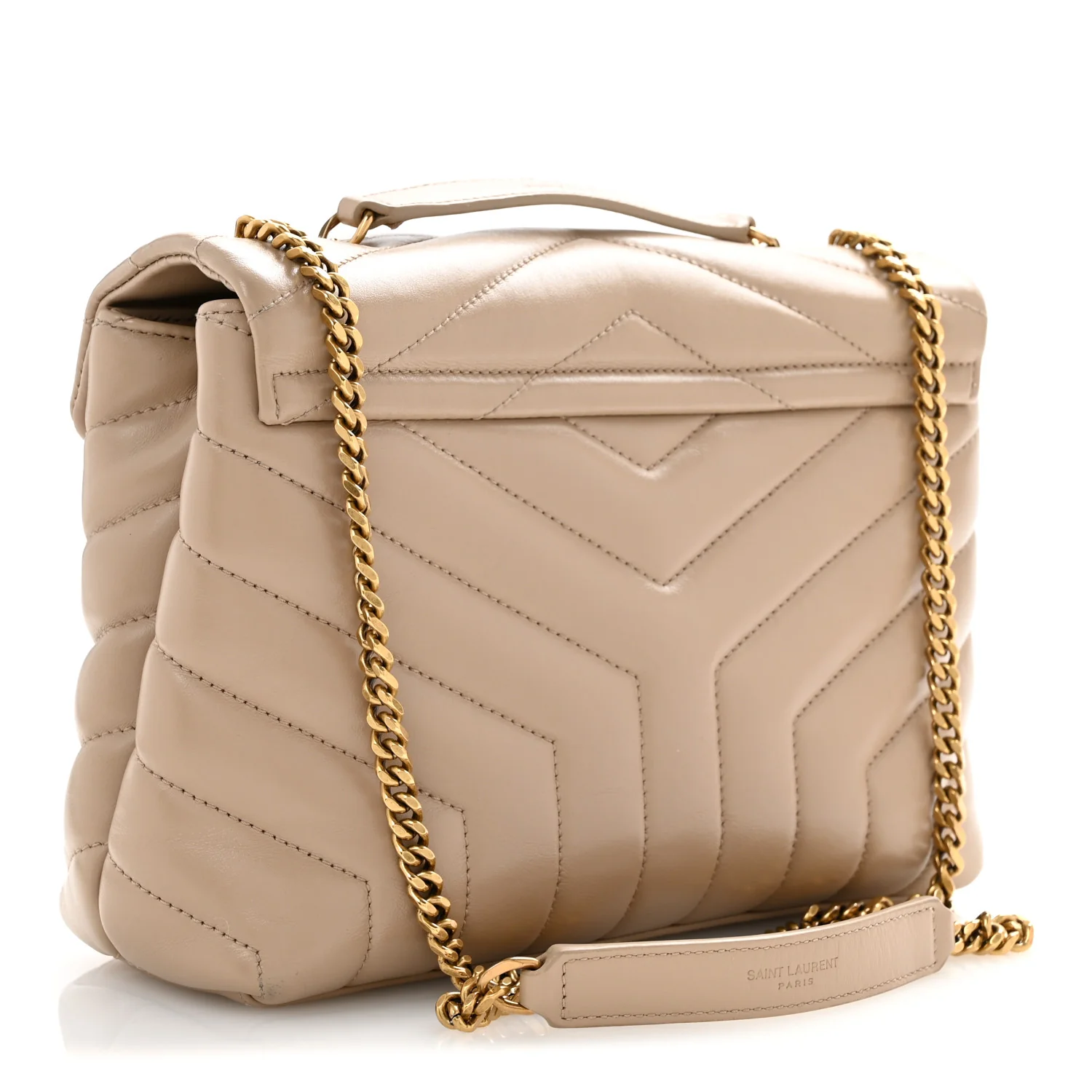 Calfskin Y Quilted Monogram Small Loulou Chain Satchel Dark Beige
