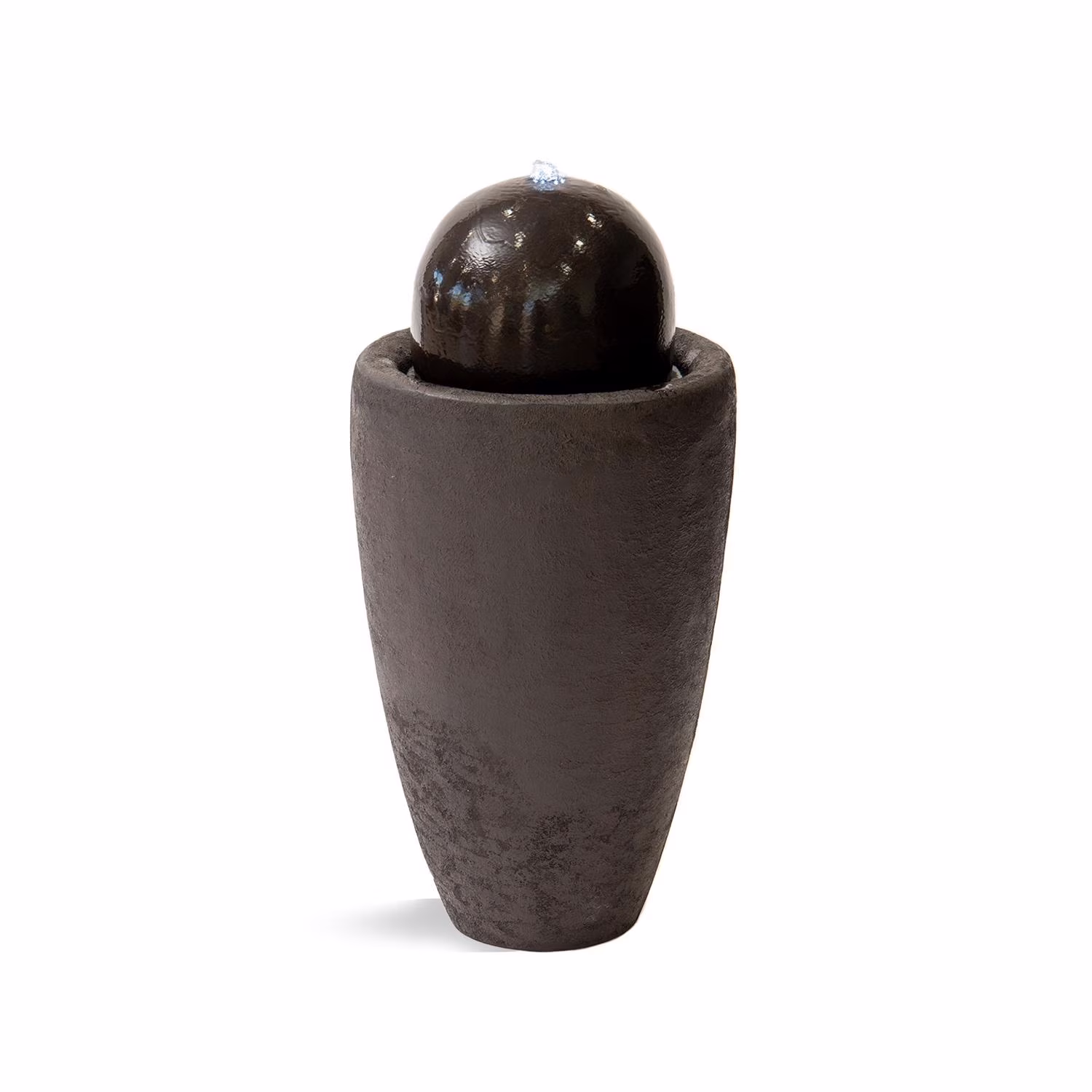 XBrand 25.98H Round Stone Indoor/Outdoor Modern Stone Textured Sphere Water Fountain w/LED Lights, Ball Water Fountain Decor, Garden Sphere Fountain, Patio Fountain, Outdoor Fountain, Brown