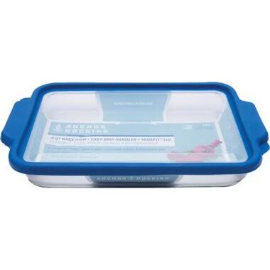 Anchor Hocking 13208L20 3-Quart Bake Dish with Blueberry TrueFit Lid
