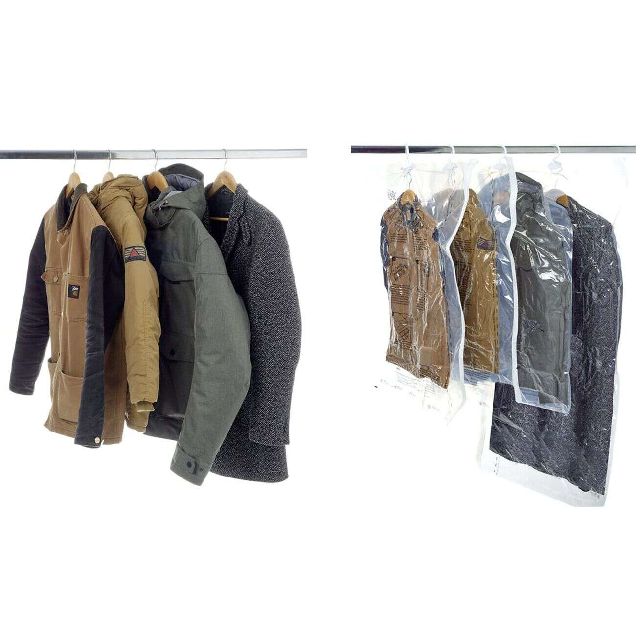 Housse vide air à suspendre 70x105cm x3 et 70x150cm x1 avec cintre intégré