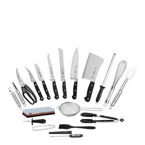 Century kniv- og redskapssett 20 deler svart