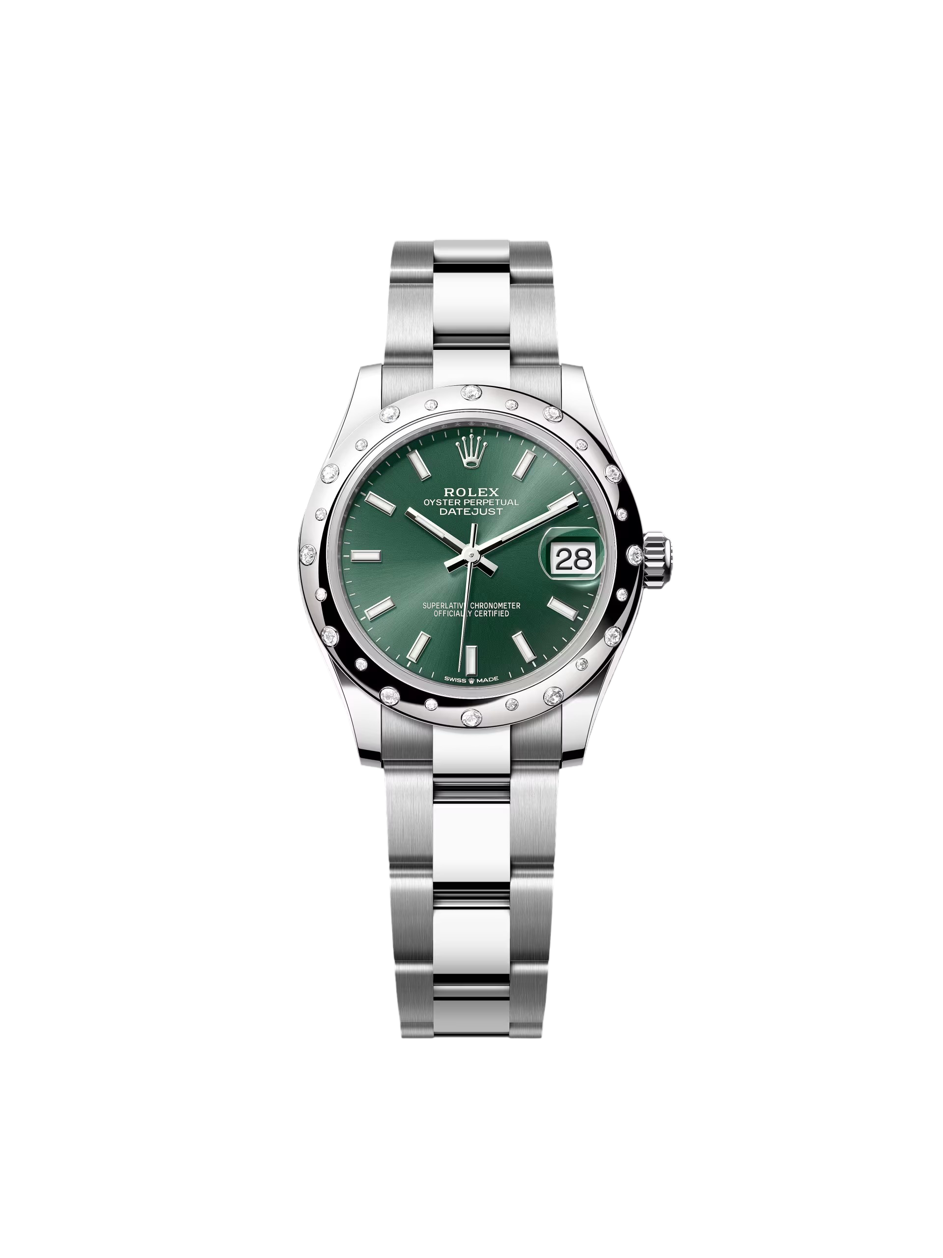 【Super Clone】RLX Datejust m278344-0019/0020 Mint Green Dial 31mm Domed Diamond Oyster Watch