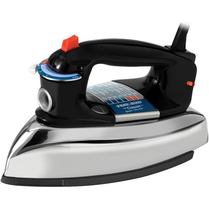 Black+decker F67E Classic Iron with Aluminum Soleplate, Black/Silver