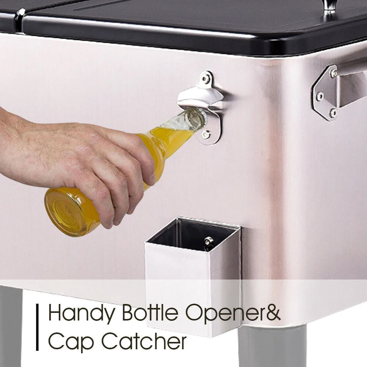 Patio Cooler Rolling Outdoor Stainless Steel Ice Beverage Chest Pool 80 Quart - Image 7