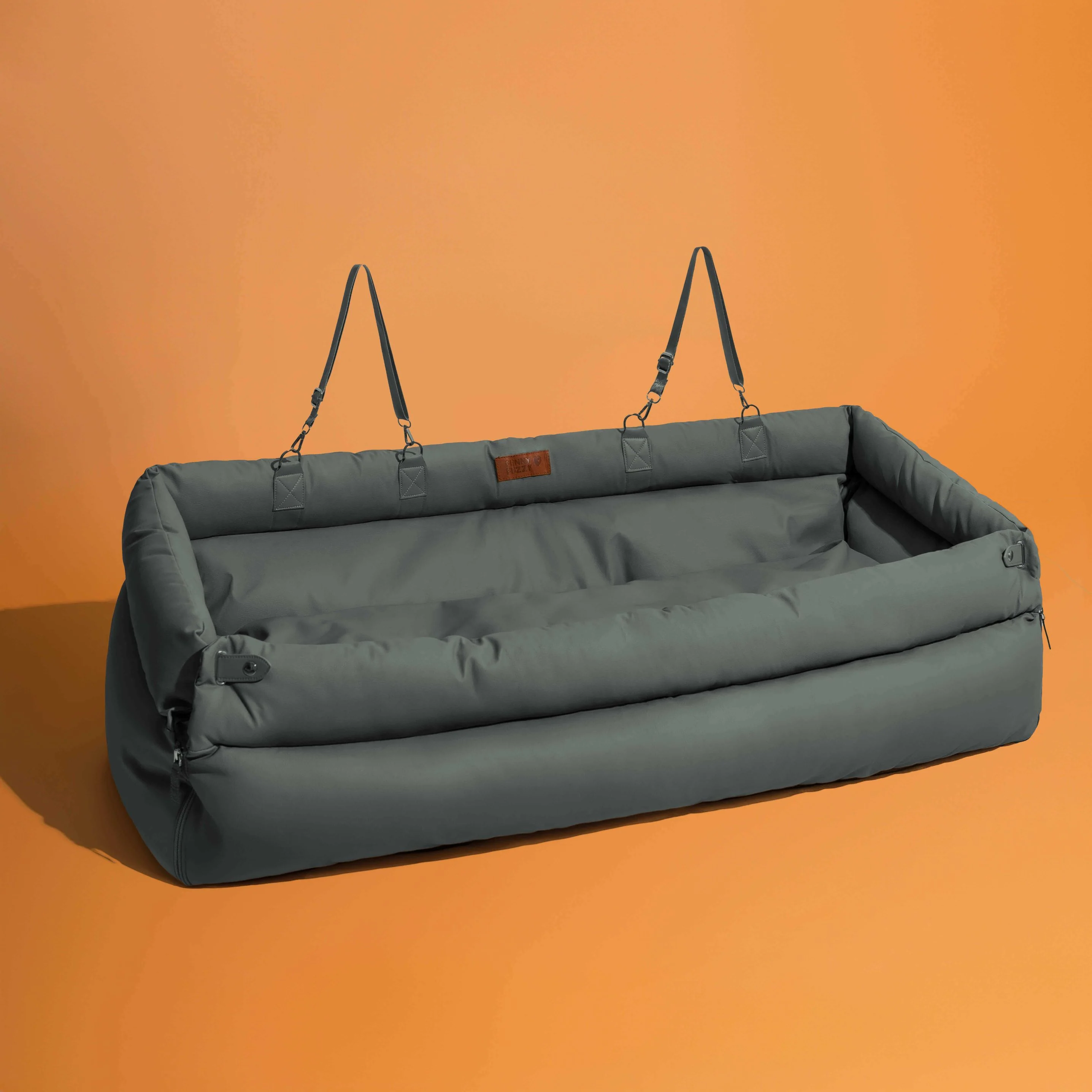 Large Deluxe Faux Leather Dog Car Seat Booster Bed - Roadtrip