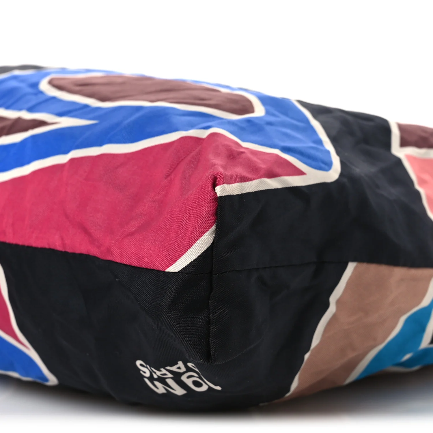 Caviar Fabric Foldable Tote Bag With Chain Black Multicolor