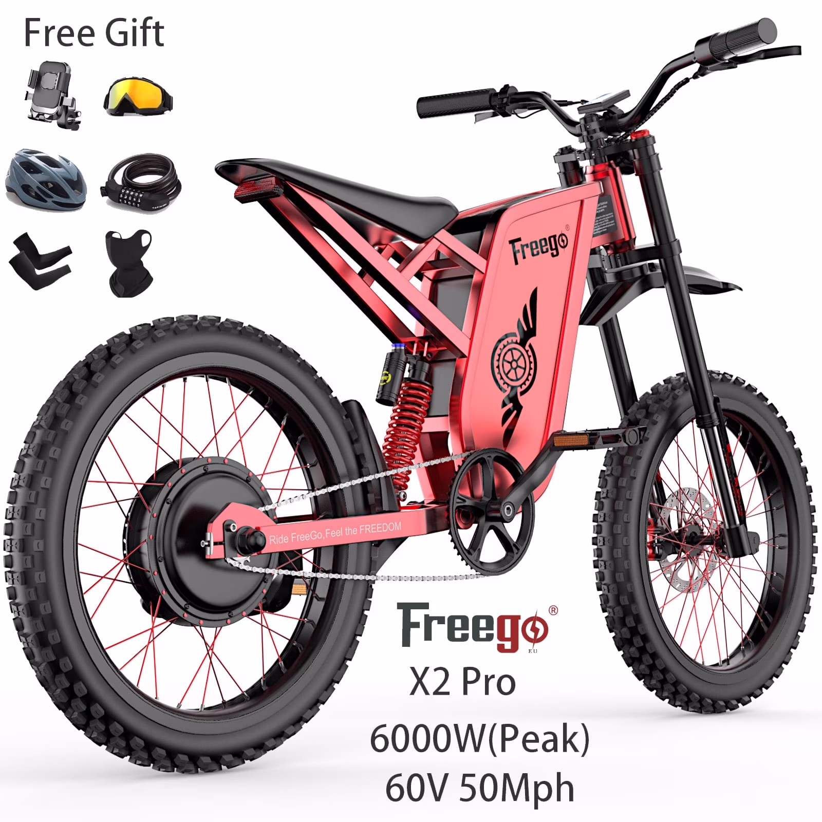 6000W(Peak) Motor 60V/30Ah Battery X2Pro Electric Motorcycle for Adults, Electric Bike,50MPH/7 Speed Off Road Electric Bicycle,19x2 Full Suspension/Four-Piston Hydraulic Brake UL2849MTB(X2 pro Gray) - Image 3