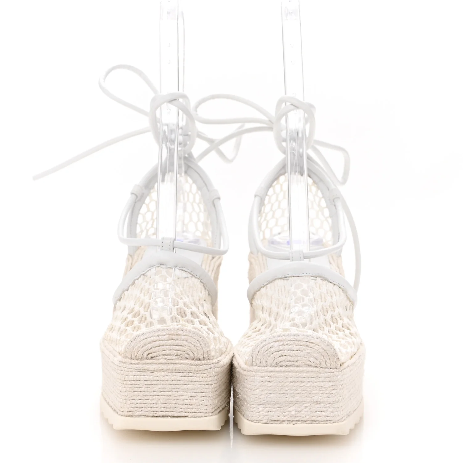 Mesh Lambskin Sporty Web Stretch Ankle Tie Espadrilles 37 Optic White