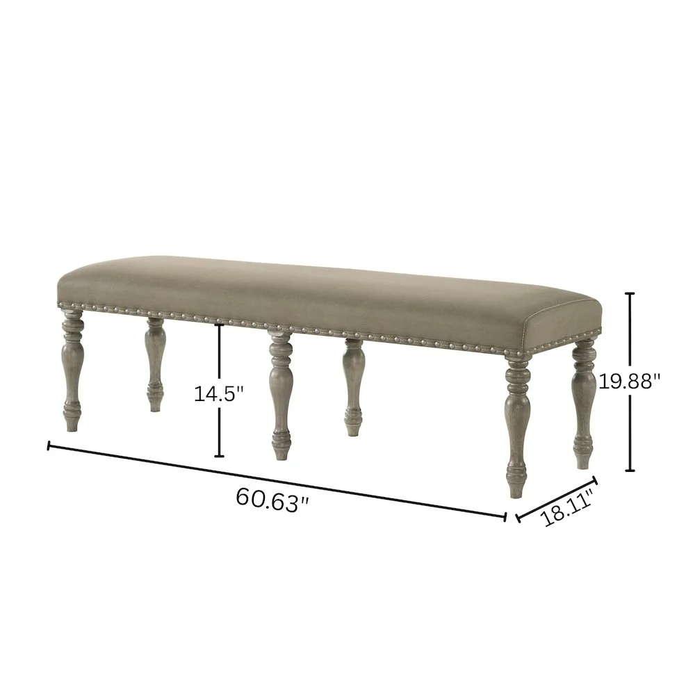 Birmingham Nailhead 6 - Piece Table with Nail Head Bench Dining Set, Driftwood