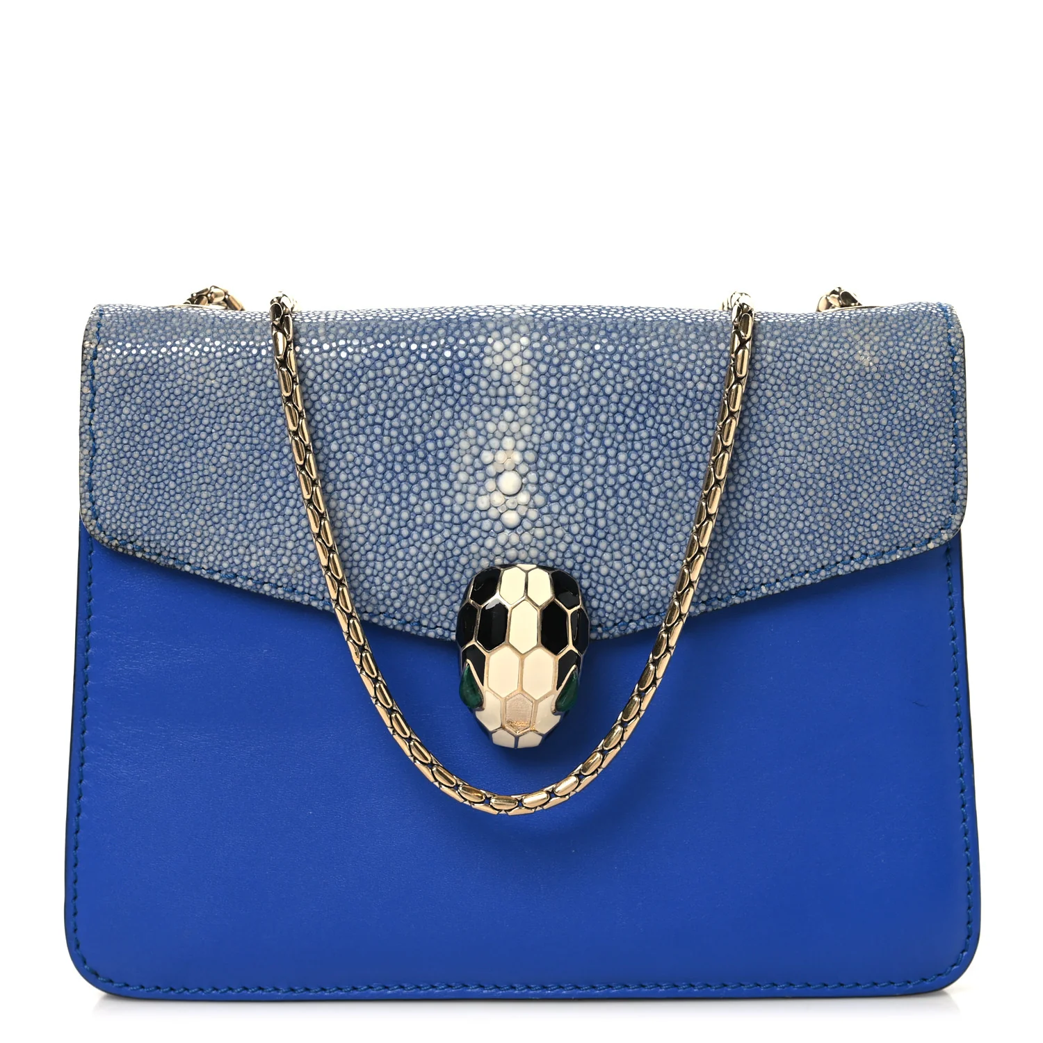 Galuchat Calfskin Serpenti Forever Crossbody Bag Blue