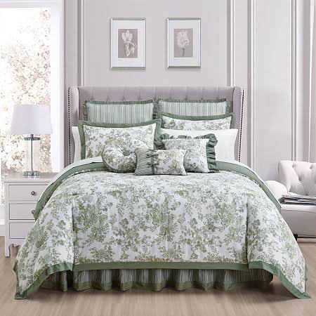 Laurel Manor Toile Garden Comforter Set Sage Green - Twin