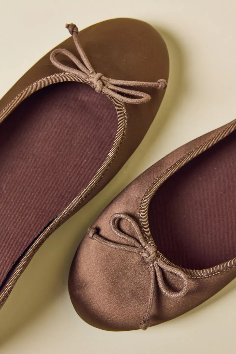UO Lucy Satin Ballet Flats - Brown