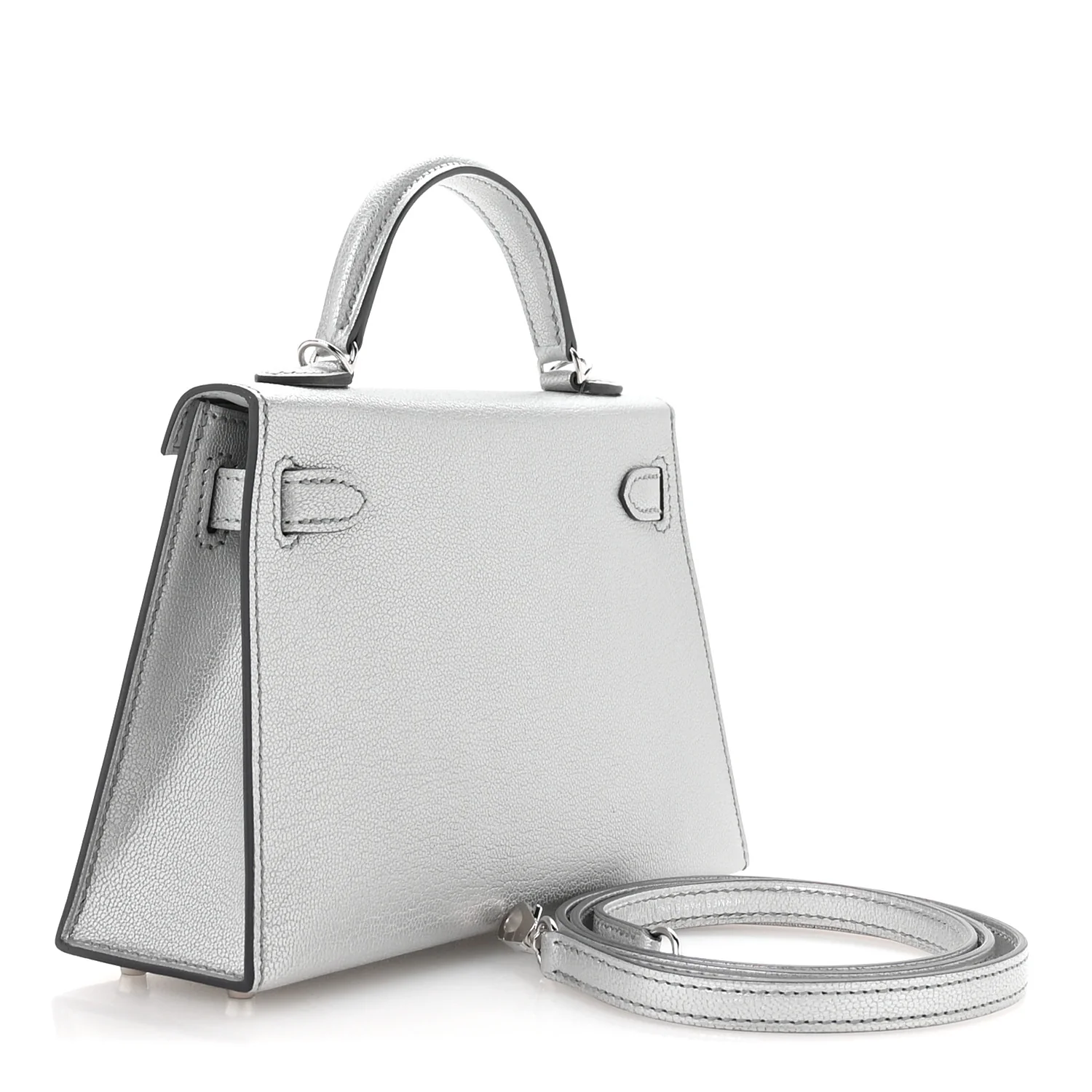 Metallic Chevre Chamkilight Mini Kelly Sellier 20 Argent