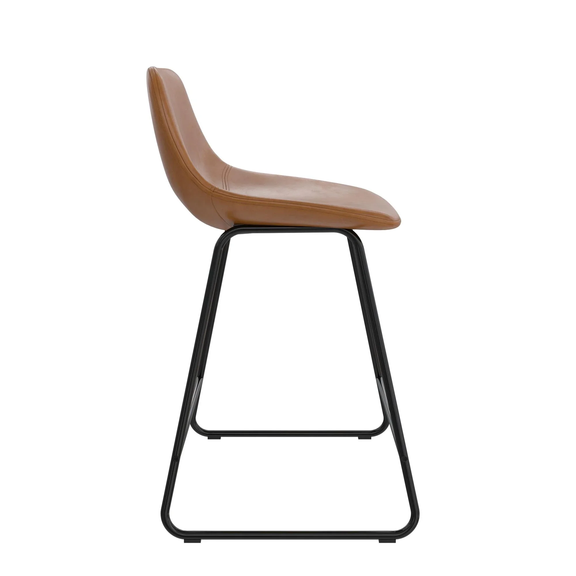 Better Homes & Gardens Scoop Counter Stool, Camel Faux Leather