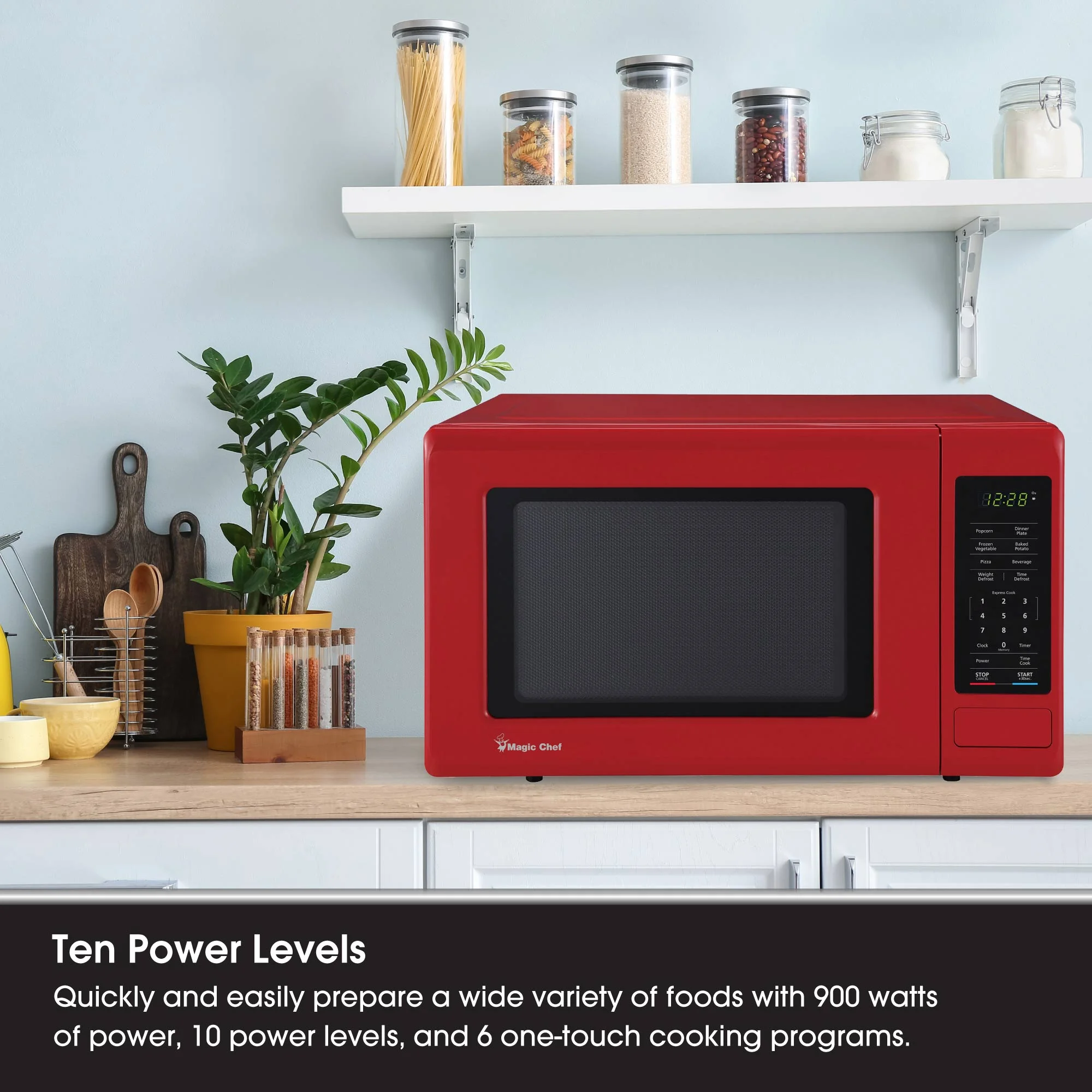 0.9 cu ft Countertop Microwave Ovens in New Model(New Model/Red) - Image 4