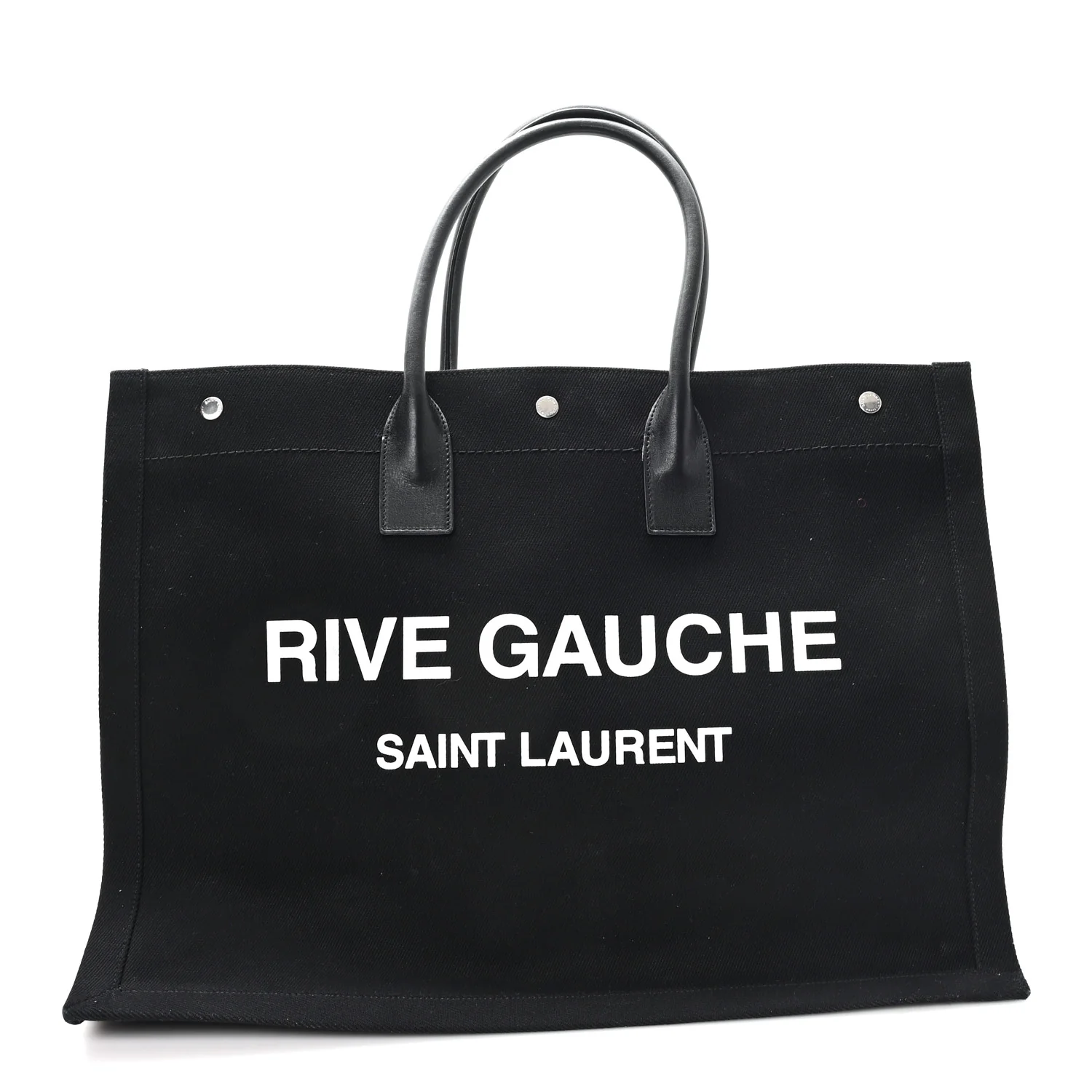 Linen Calfskin Rive Gauche Tote Black